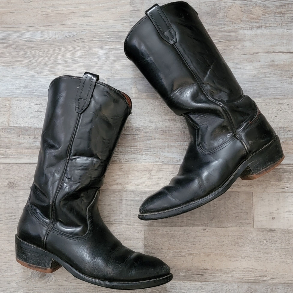 Vintage Biltrite Black Leather Cowboy Boots Size 6½E USA Made